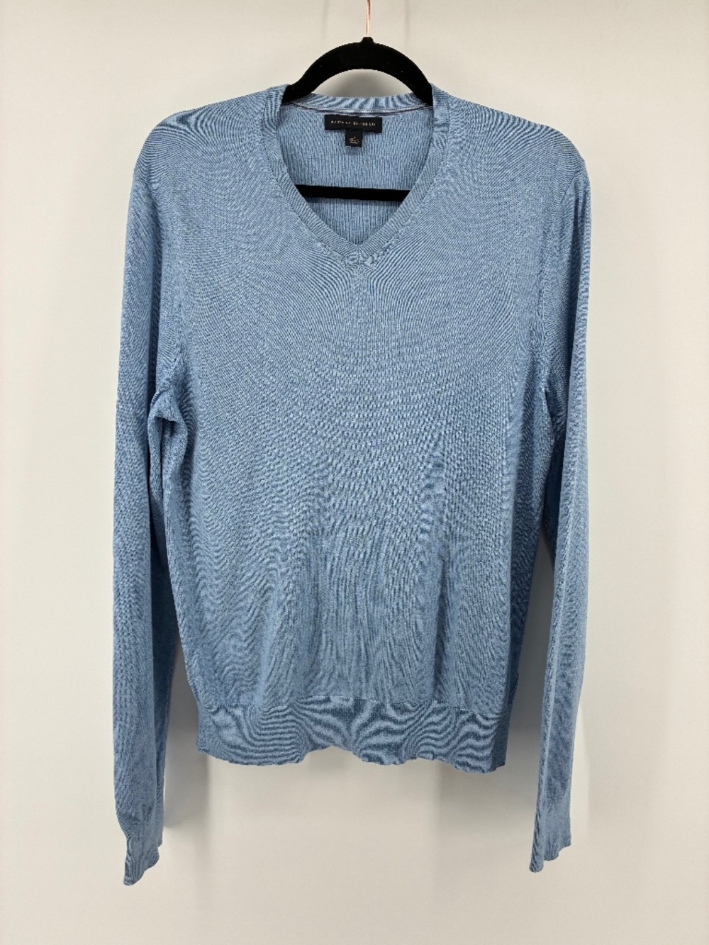 Banana Republic Silk & Cashmere Blend Blue V-Neck Men’s Jumper Sweater